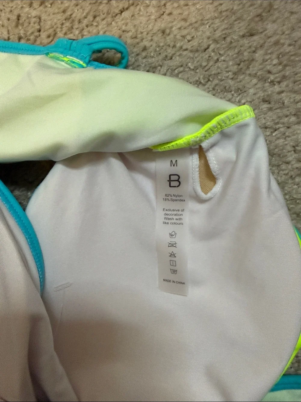 Neon Yellow & Aqua Trim Girls' Two-Piece Swim Set
